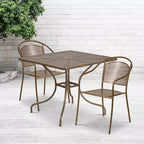 Ensemble de table de patio en acier de qualité commerciale Oia de Flash Furniture, carré de 35,5 po pour intérieur et extérieur, avec 2 chaises à dossier rond