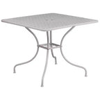 Ensemble de table de patio en acier de qualité commerciale Oia de Flash Furniture, carré de 35,5 po pour intérieur et extérieur, avec 2 chaises à dossier rond