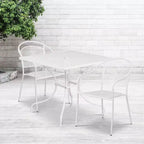 Ensemble de table de patio en acier de qualité commerciale Oia de Flash Furniture, carré de 35,5 po pour intérieur et extérieur, avec 2 chaises à dossier rond