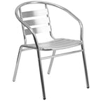Flash Furniture Lila Ensemble table ronde 60 cm en aluminium intérieur-extérieur avec 2 chaises à dossier à lattes