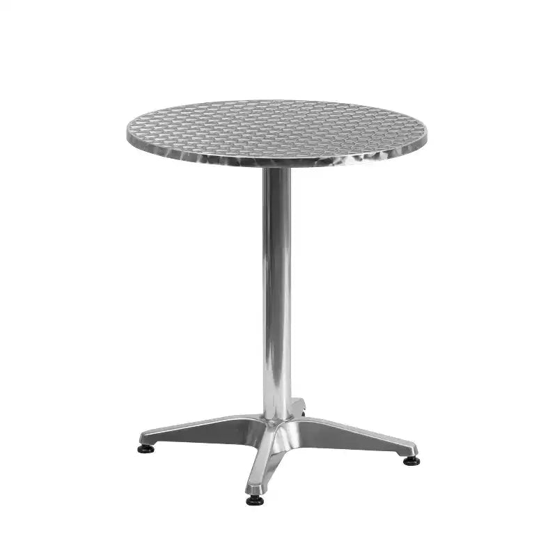 Flash Furniture Lila Ensemble table ronde en aluminium de 23,5 po pour l'intérieur et l'extérieur avec 2 chaises en rotin