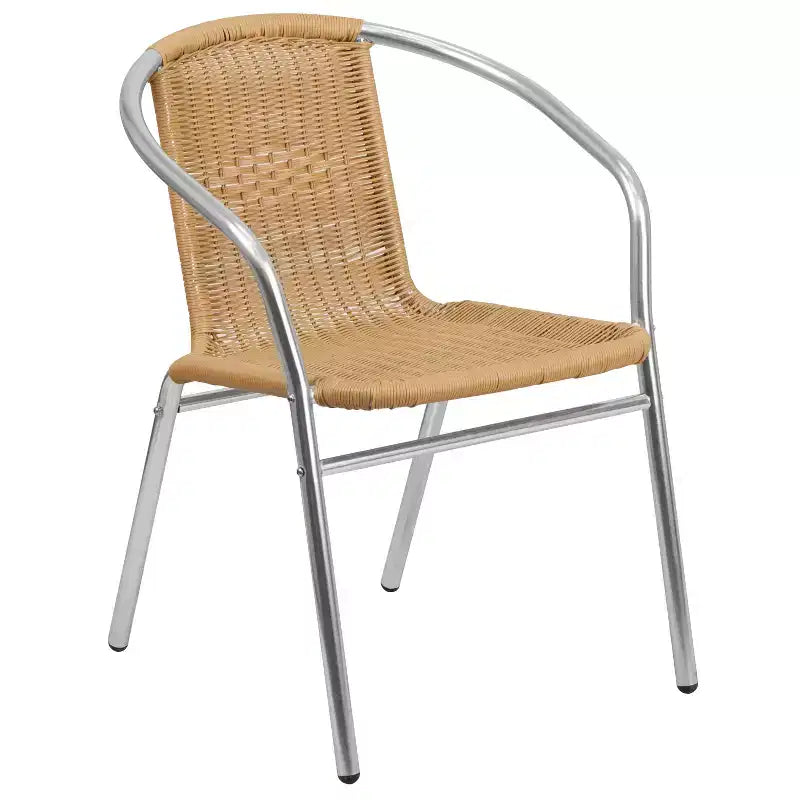 Ensemble de table ronde d'intérieur/extérieur Flash Furniture Lila 23,5 po en aluminium avec 4 chaises en rotin