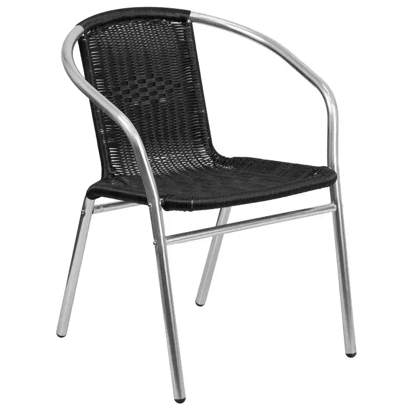 Ensemble de table ronde d'intérieur/extérieur en aluminium Lila 31,5 po Flash Furniture avec 4 chaises en rotin