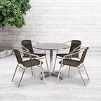 Ensemble de table ronde d'intérieur/extérieur en aluminium Lila 31,5 po Flash Furniture avec 4 chaises en rotin