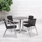 Ensemble de table ronde d'intérieur/extérieur en aluminium Lila 31,5 po Flash Furniture avec 4 chaises en rotin