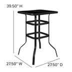Ensemble table de bar et 2 tabourets d'extérieur Emma et Oliver – Table de bar en verre pour patio – Tabourets de bar noirs tout temps