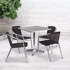 Ensemble de table de jardin de patio carrée en aluminium Emma et Oliver de 27,5 avec 4 chaises en rotin