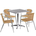 Ensemble de table de jardin de patio carrée en aluminium Emma et Oliver de 27,5 avec 4 chaises en rotin