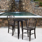 Ensemble de table ronde et de 2 chaises à dossier ajouré Emma et Oliver, 61 cm, en métal, de qualité commerciale, pour l'intérieur et l'extérieur