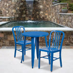 Ensemble de table ronde et de 2 chaises à dossier ajouré Emma et Oliver, 61 cm, en métal, de qualité commerciale, pour l'intérieur et l'extérieur