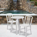 Ensemble de table ronde et de 2 chaises à dossier ajouré Emma et Oliver, 61 cm, en métal, de qualité commerciale, pour l'intérieur et l'extérieur