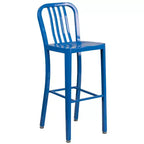 Emma and Oliver Commercial 30 Round Metal Indoor-Outdoor Bar Table Set & 4 Slat Back Stools