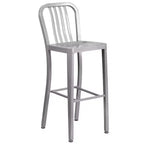 Emma and Oliver Commercial 30 Round Metal Indoor-Outdoor Bar Table Set & 4 Slat Back Stools