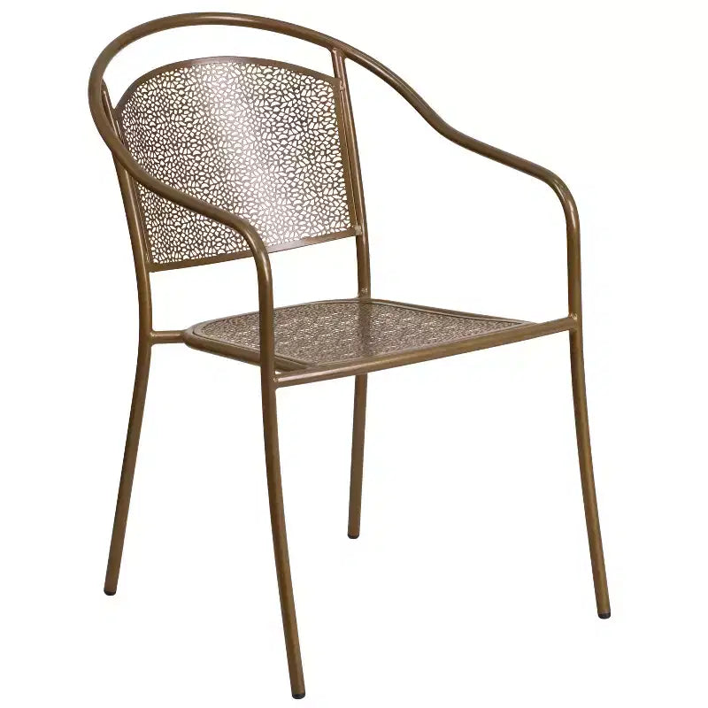 Ensemble de table de patio et 2 chaises à dossier rond en métal de 35,5 po (Emma et Oliver)