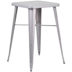 Emma and Oliver Commercial Grade 23.75 Square Metal Indoor-Outdoor Bar Table Set, 2 Back Stools