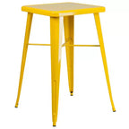 Emma and Oliver Commercial Grade 23.75 Square Metal Indoor-Outdoor Bar Table Set, 2 Back Stools