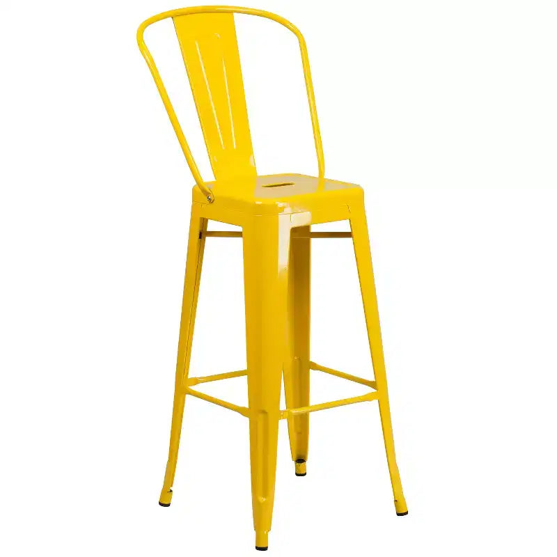Emma and Oliver Commercial Grade 23.75 Square Metal Indoor-Outdoor Bar Table Set, 2 Back Stools