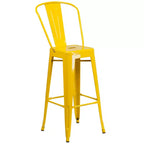 Emma and Oliver Commercial Grade 23.75 Square Metal Indoor-Outdoor Bar Table Set, 2 Back Stools