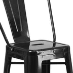 Emma and Oliver Commercial Grade 23.75 Square Metal Indoor-Outdoor Bar Table Set, 2 Back Stools