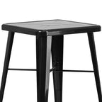 Emma and Oliver Commercial Grade 23.75 Square Metal Indoor-Outdoor Bar Table Set, 2 Back Stools