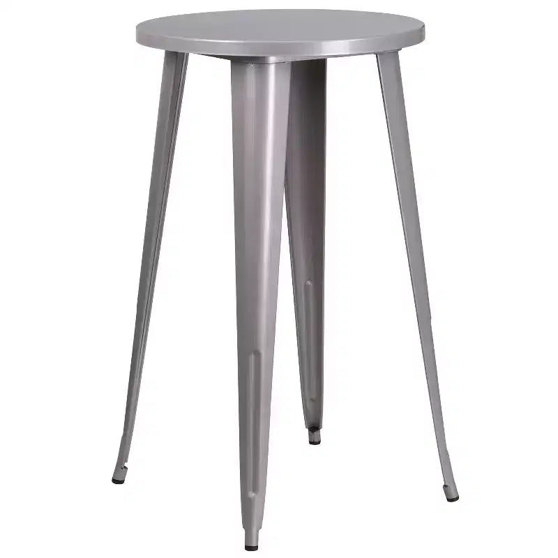 Emma et Oliver Table de bar ronde 24" en métal de qualité commerciale, pour l'intérieur et l'extérieur, 4 tabourets sans dossier