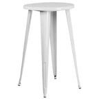 Emma et Oliver Table de bar ronde 24" en métal de qualité commerciale, pour l'intérieur et l'extérieur, 4 tabourets sans dossier
