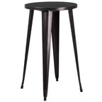 Emma et Oliver Table de bar ronde 24" en métal de qualité commerciale, pour l'intérieur et l'extérieur, 4 tabourets sans dossier