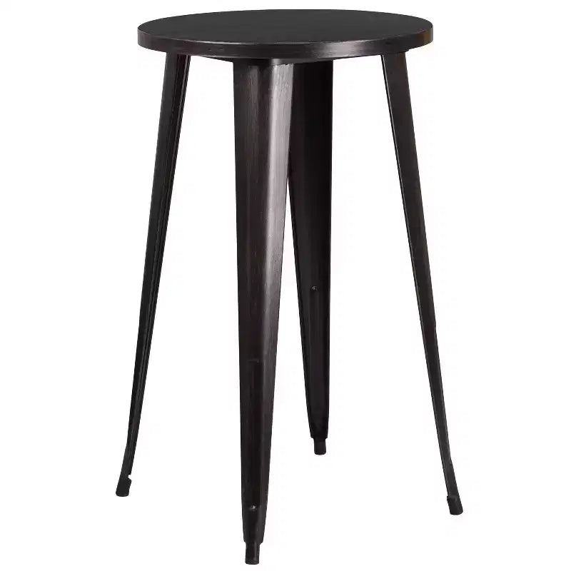 Emma et Oliver Table de bar ronde 24" en métal de qualité commerciale, pour l'intérieur et l'extérieur, 4 tabourets sans dossier