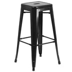 Emma et Oliver Table de bar ronde 24" en métal de qualité commerciale, pour l'intérieur et l'extérieur, 4 tabourets sans dossier