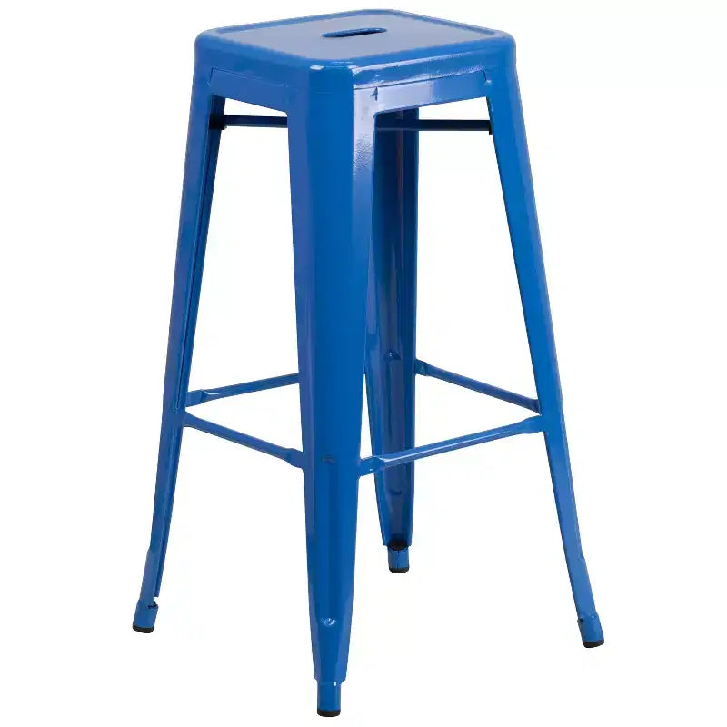 Ensemble table de bar Emma et Oliver en métal rond de 76 cm de qualité commerciale pour l'intérieur et l'extérieur, 2 tabourets sans dossier