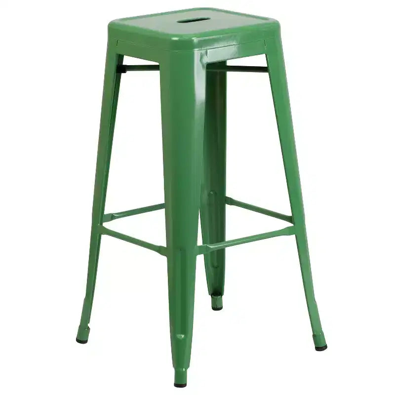 Ensemble table de bar Emma et Oliver en métal rond de 76 cm de qualité commerciale pour l'intérieur et l'extérieur, 2 tabourets sans dossier
