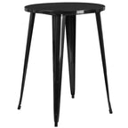 Ensemble table de bar Emma et Oliver en métal rond de 76 cm de qualité commerciale pour l'intérieur et l'extérieur, 2 tabourets sans dossier