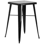 Ensemble table de bar et 2 tabourets sans dossier Emma et Oliver en métal carré de qualité commerciale 60 cm pour intérieur et extérieur