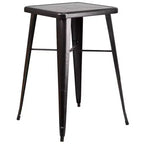 Ensemble table de bar et 2 tabourets sans dossier Emma et Oliver en métal carré de qualité commerciale 60 cm pour intérieur et extérieur