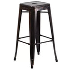 Ensemble table de bar et 2 tabourets sans dossier Emma et Oliver en métal carré de qualité commerciale 60 cm pour intérieur et extérieur