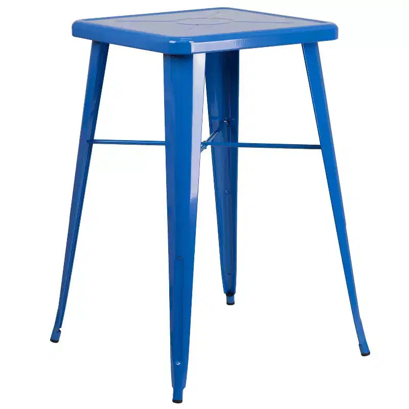 Ensemble table de bar et 2 tabourets sans dossier Emma et Oliver en métal carré de qualité commerciale 60 cm pour intérieur et extérieur