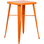 Ensemble table de bar et 2 tabourets sans dossier Emma et Oliver en métal carré de qualité commerciale 60 cm pour intérieur et extérieur