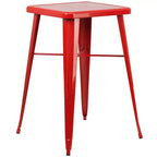 Ensemble table de bar et 2 tabourets sans dossier Emma et Oliver en métal carré de qualité commerciale 60 cm pour intérieur et extérieur