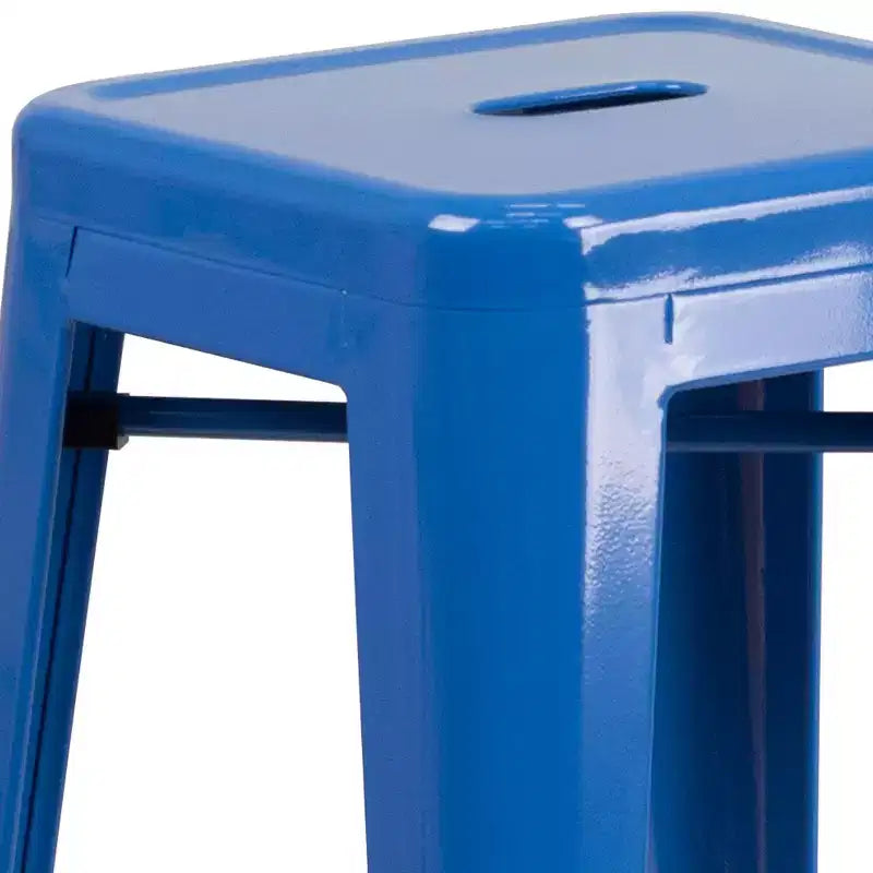 Ensemble table de bar et 2 tabourets sans dossier Emma et Oliver en métal carré de qualité commerciale 60 cm pour intérieur et extérieur