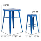 Ensemble table de bar et 2 tabourets sans dossier Emma et Oliver en métal carré de qualité commerciale 60 cm pour intérieur et extérieur