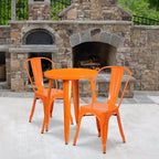 Emma and Oliver Commercial Grade 24 Round Metal Indoor-Outdoor Table Set with 2 Cafe Chairs
