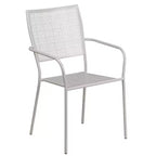 Ensemble table de jardin et terrasse ronde en métal de qualité commerciale Emma et Oliver de 35,25 po, 4 chaises à dossier carré