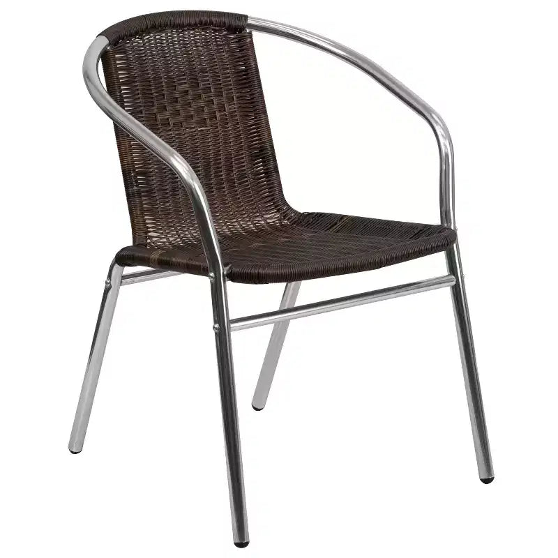 Ensemble de table de patio de jardin en aluminium carré Emma et Oliver 23,5 po avec 2 chaises en rotin
