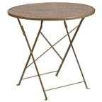 Ensemble table de patio pliante ronde en métal de qualité commerciale Emma et Oliver de 76 cm de diamètre avec 4 chaises à dossier rond