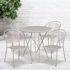 Ensemble table de patio pliante ronde en métal de qualité commerciale Emma et Oliver de 76 cm de diamètre avec 4 chaises à dossier rond