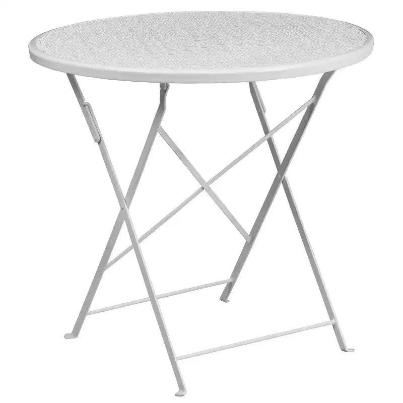 Ensemble table de patio pliante ronde en métal de qualité commerciale Emma et Oliver de 76 cm de diamètre avec 4 chaises à dossier rond