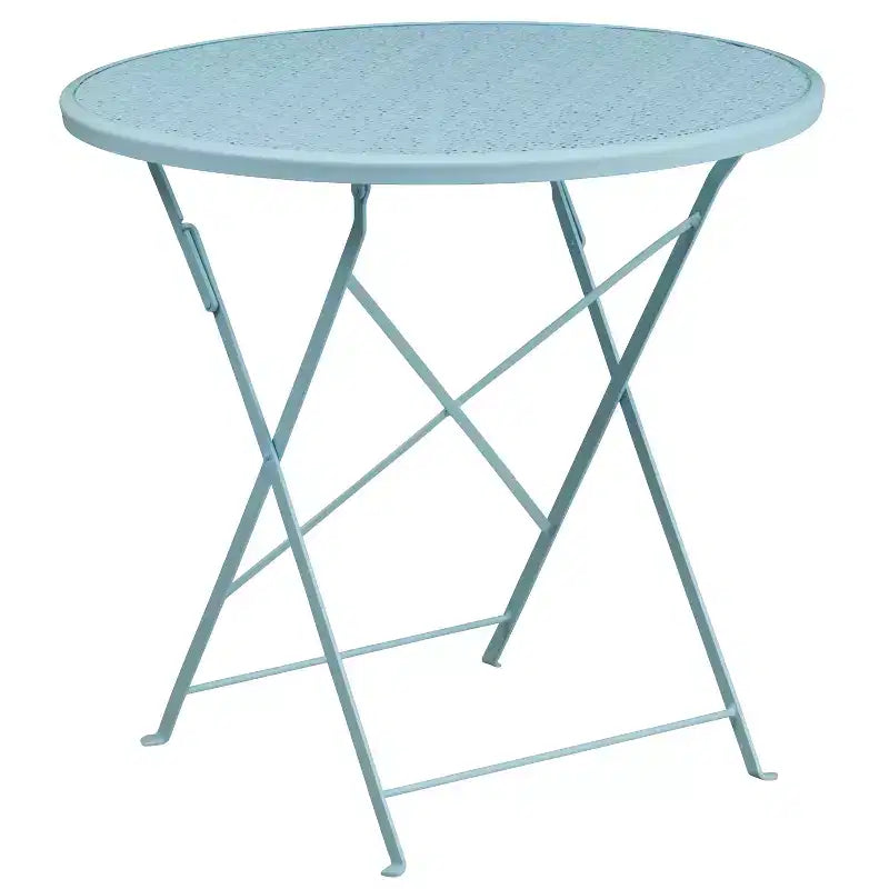 Ensemble table de patio pliante ronde en métal de qualité commerciale Emma et Oliver de 76 cm de diamètre avec 4 chaises à dossier rond