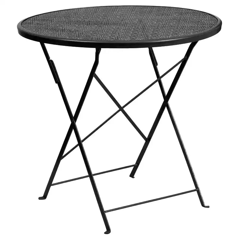 Ensemble table de patio pliante ronde en métal de qualité commerciale Emma et Oliver de 76 cm de diamètre avec 4 chaises à dossier rond