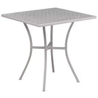 Emma and Oliver Commercial Grade 28 Square Metal Garden Patio Table Set w/ 2 Square Back Chairs