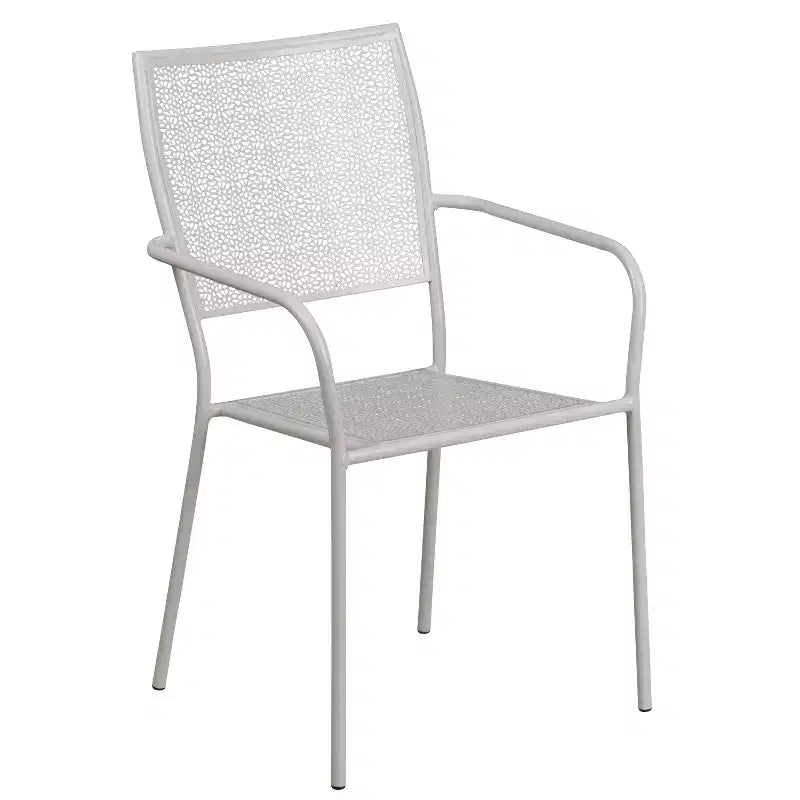 Emma and Oliver Commercial Grade 28 Square Metal Garden Patio Table Set w/ 2 Square Back Chairs